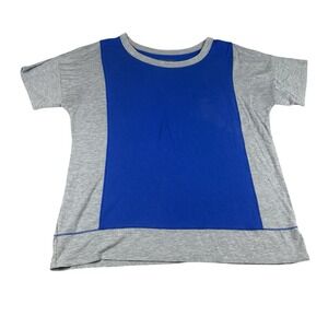 DKNY T-Shirt Womens Small Gray‎ Blue Colorblock Modal Spandex Relaxed Casual Tee